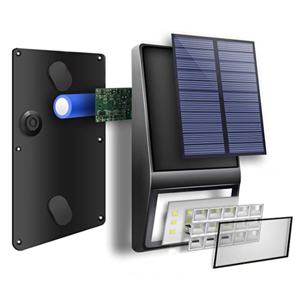 Soldriven Utelampa med automatisk sensor (LED) Svart