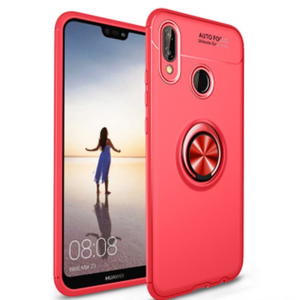 Huawei P20 Lite - AUTO FOCUS - Cover med ringholder Röd/Röd