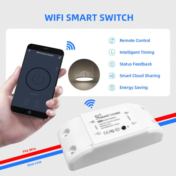 WiFi Smart lysbryter Universal Breaker Trådløs fjernkontroll Vit