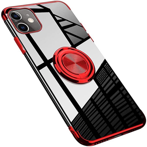 iPhone 12 - Käytännöllinen tyylikäs suojus sormustelineellä Röd