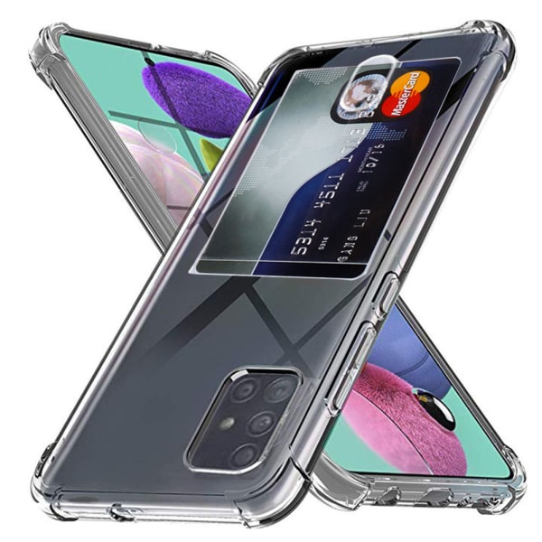 Samsung Galaxy A71 - Stöttåligt Floveme Skal med Kortfack Transparent