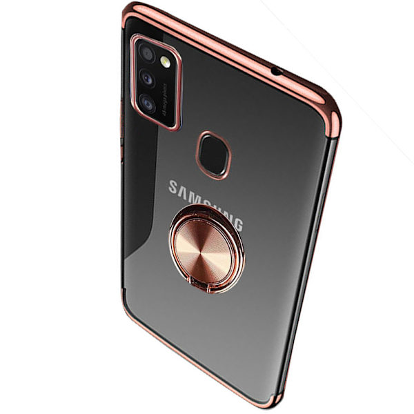 Samsung Galaxy A21S - Professionelt Floveme etui med ringholder Svart