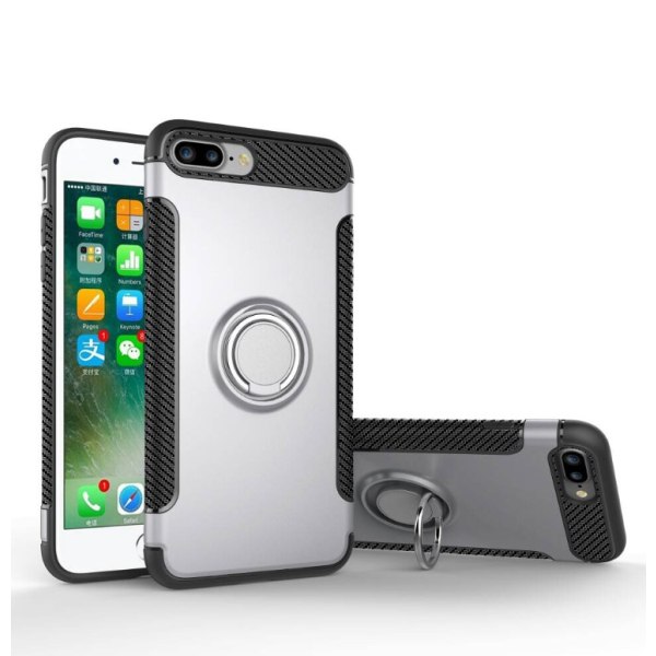FLOVEMES Hybrid-Carbonskal (Ringhållare) iPhone 7 Plus Silver