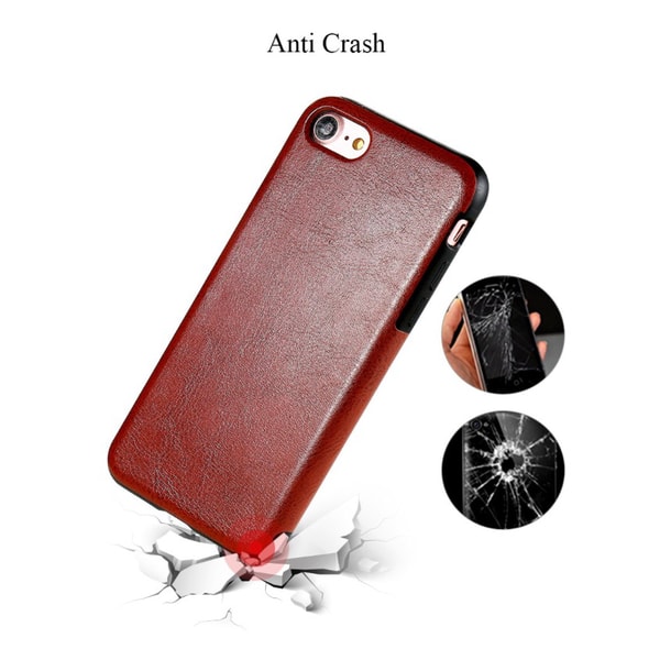 iPhone 8 Plus - Vintage Stilig lærveske fra Crazy Horse Röd