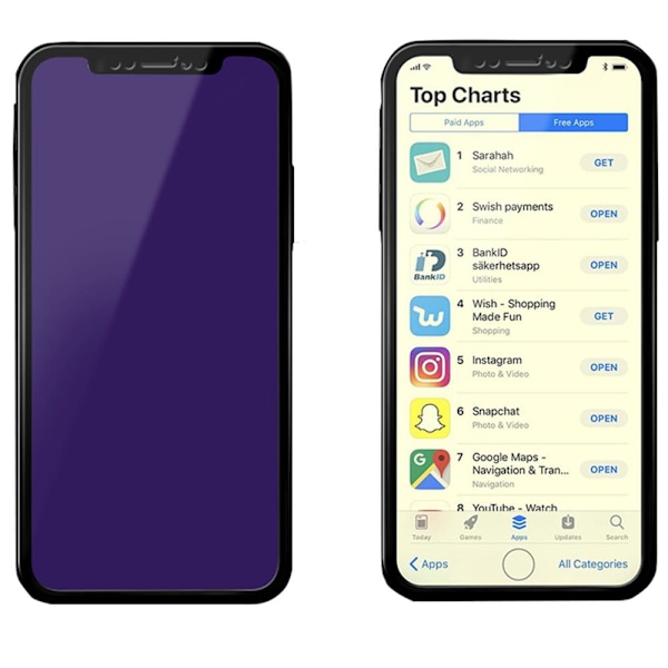 iPhone XR Skärmskydd Anti-Blueray 2.5D Carbon 9H 0,3mm Transparent