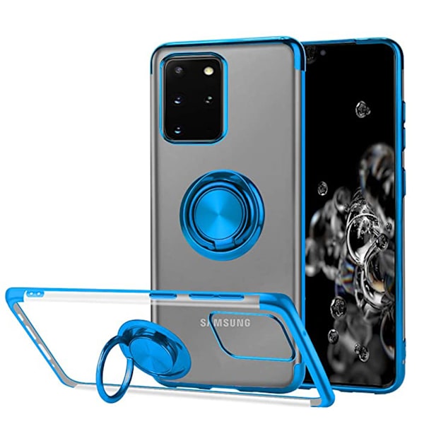 Samsung Galaxy S20 Plus - Effektiv Silikone Case Ring Holder Blå