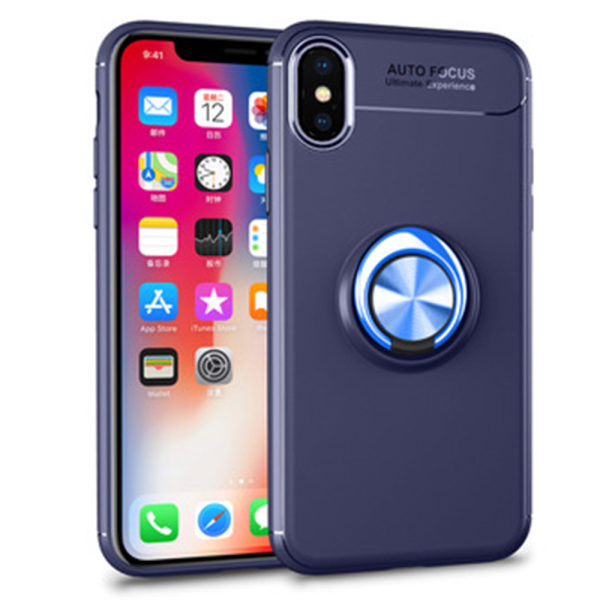 iPhone XS - Elegant Skyddskal med Ringhållare Blå/Blå