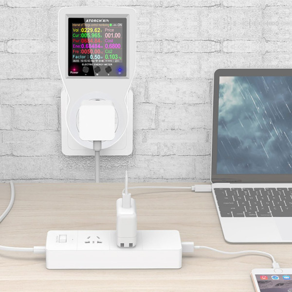 WIFI Smart Socket Digital Wattmätare Elmätare Vit