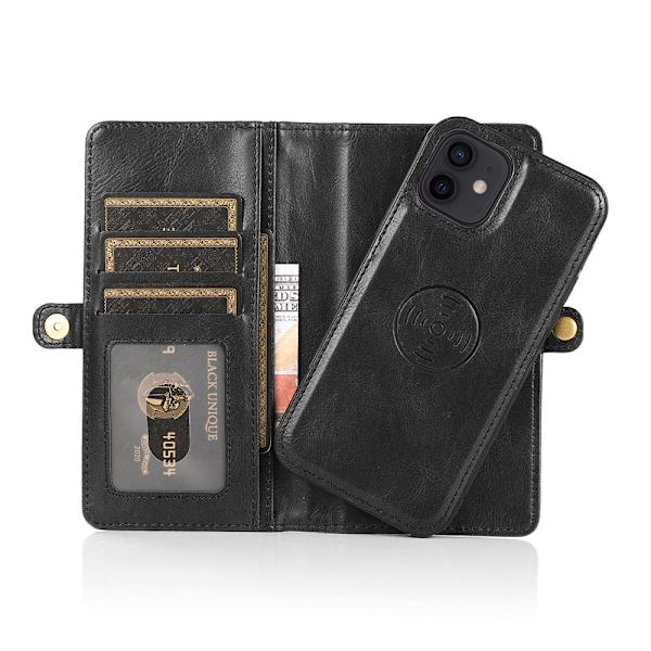 iPhone 12 - 2 i 1 Plånboksfodral Mörkgrön