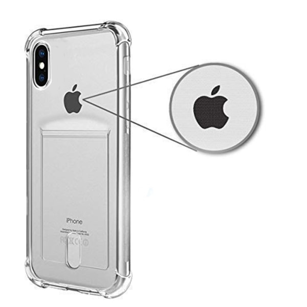 iPhone X/XS - Praktiskt Skyddande Skal med Kortfack Transparent/Genomskinlig