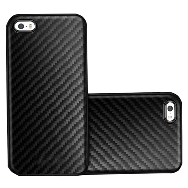 iPhone 5/5S/5SE - Beskyttende Carbon Shell Svart