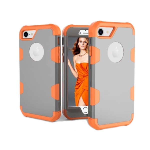Elegant og beskyttende hybridcover fra LEMAN til iPhone 7 Grå/Orange