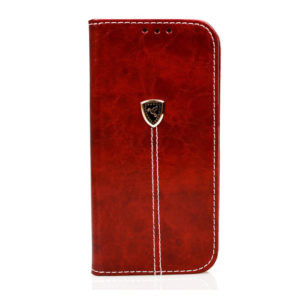 iPhone X/XS- Plånboksfodral i fint Läder Röd