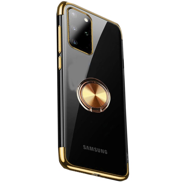 Samsung Galaxy S20 Plus - Effektiv Silikone Case Ring Holder Guld