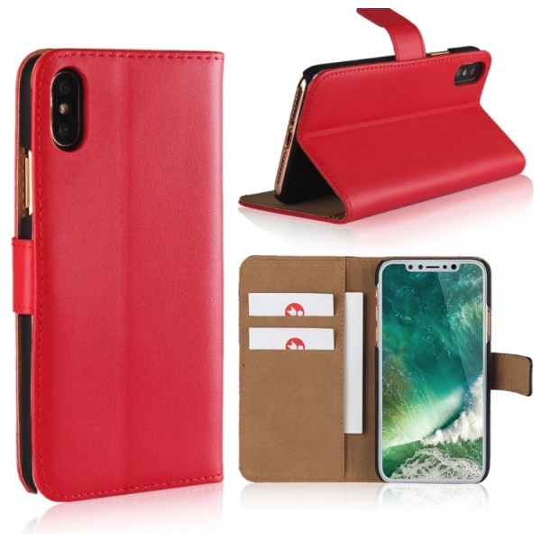 iPhone X - Stilrent Plånboksfodral i Läder Röd