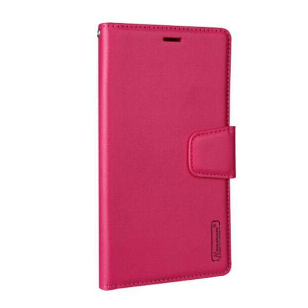 iPhone 15 plus - Elegant HANMAN Wallet etui Dark pink