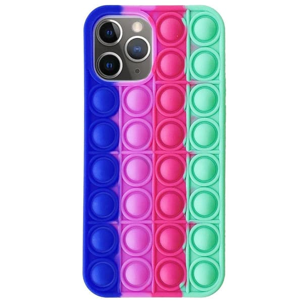 iPhone 12 Pro Max - Skyddande Fidget Pop It Silikonskal Grön-Rosa-Gul