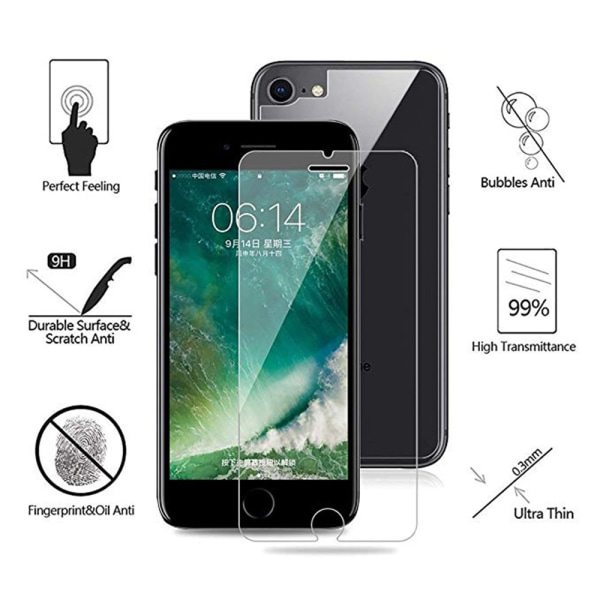 iPhone 8 3-PACK Baksida Skärmskydd 9H Screen-Fit HD-Clear. Transparent/Genomskinlig