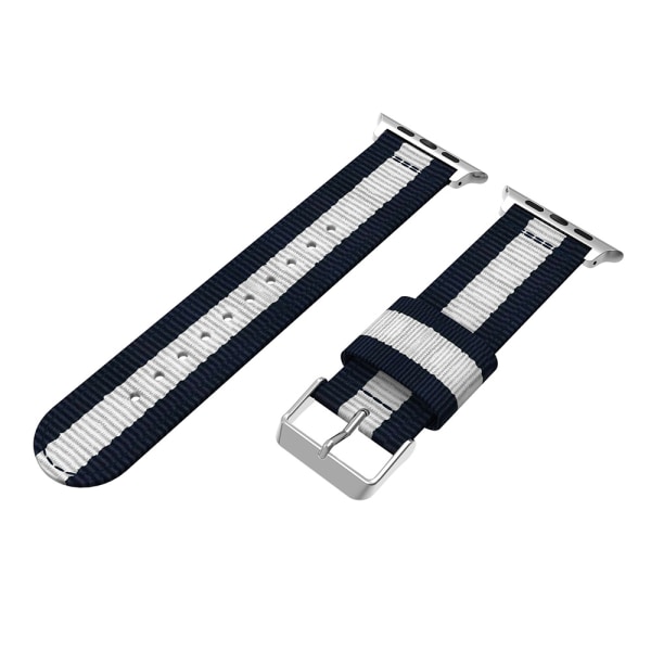 Apple Watch 4 - 40 mm - Armbånd i nylon og rustfritt stål Blå/Vit