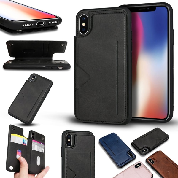 iPhone X/XS - Stilrent Skal med Kortfack (HANMAN) Mörkblå