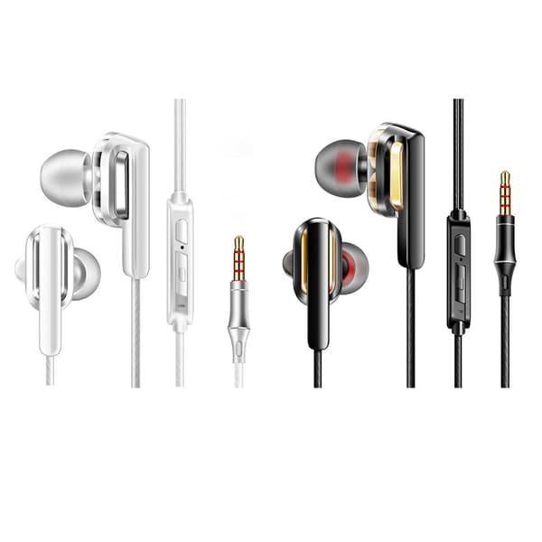 Heavy Bass AUX In-Ear hörlurar Vit