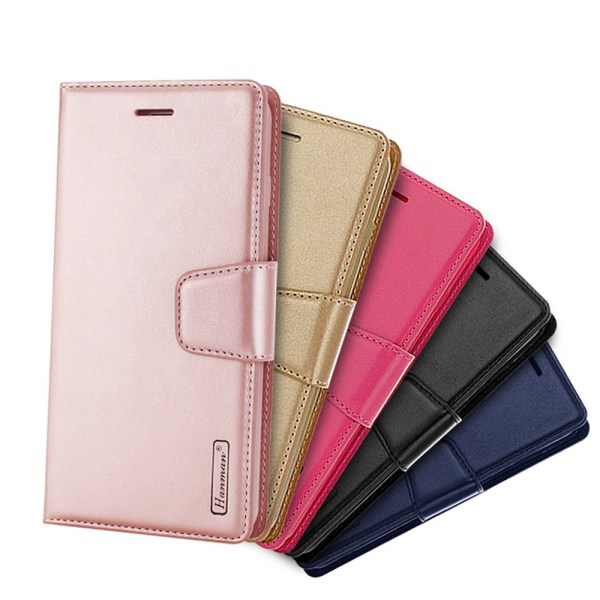 Elegant deksel med lommebok fra Hanman - iPhone XR Rosaröd