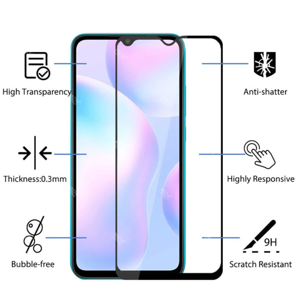 Heltäckande Härdat Glas 2.5D Skärmskydd Redmi 9C NFC Transparent