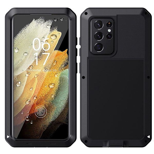 Samsung Galaxy S21 Ultra - Stilsäkert Stötdämpande Aluminium Skal Svart