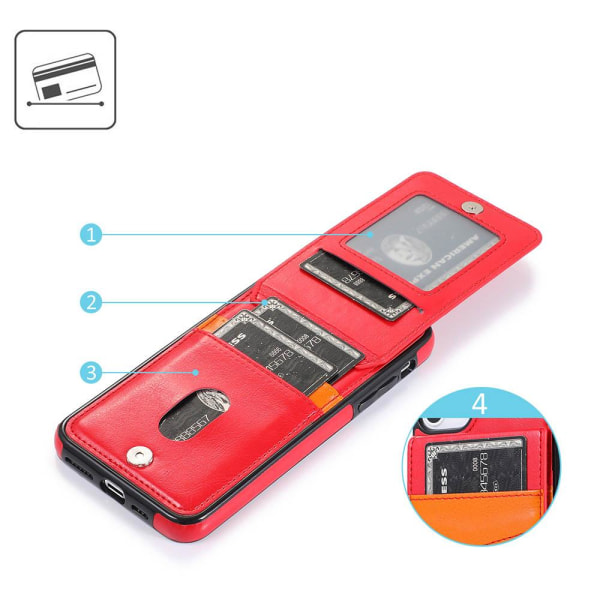 iPhone 12 Mini - Gennemtænkt LEMAN cover med kortholder Röd
