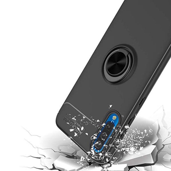 Samsung Galaxy A50 - Käytännöllinen kansi sormustelineellä Svart/Röd