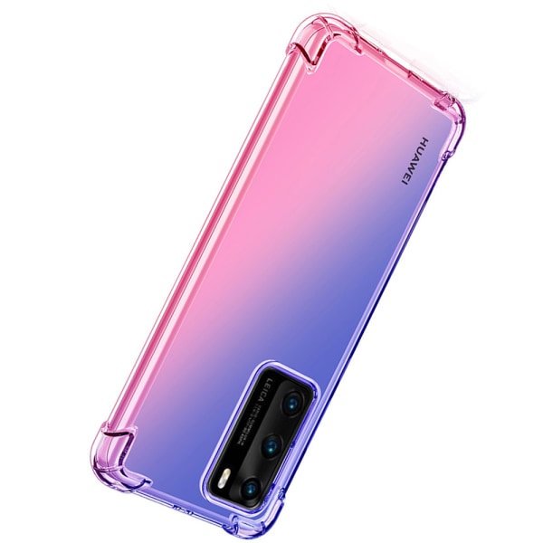 Huawei P40 - Robust Floveme Silikonskal Blå/Rosa