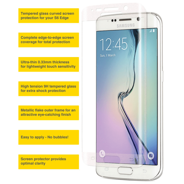 Samsung Galaxy S6 Edge - EXXO-Skärmskydd 3D (9H) Curved Vit