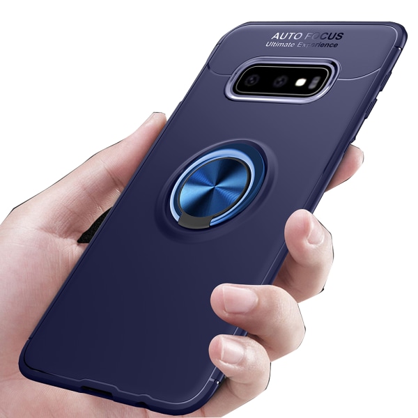 Käytännöllinen kansi sormustelineellä - Samsung Galaxy S10 Plus Svart/Rosé