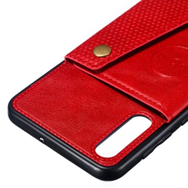 Samsung Galaxy A50 - Skyddande Skal med Kortfack Röd