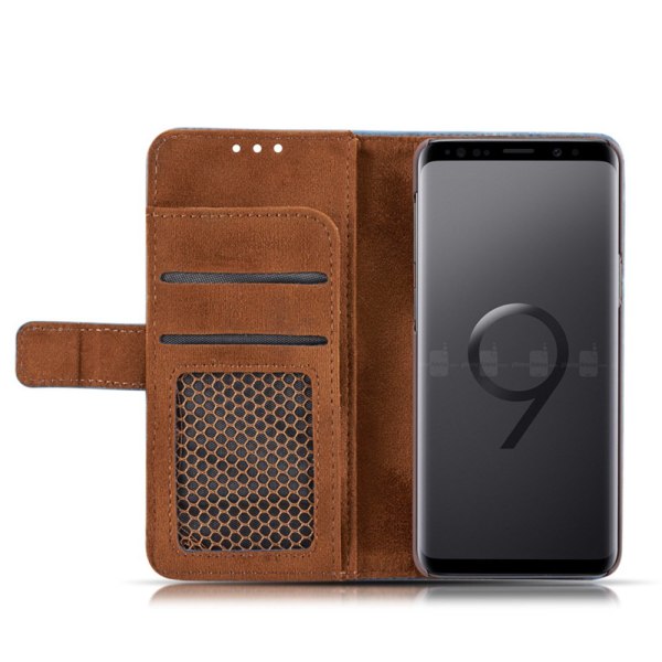 Elegant Retro-Fodral från LEMAN till Samsung Galaxy S9 Plus Röd Röd