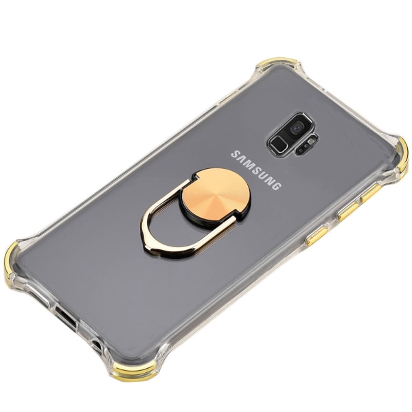Eksklusivt silikonecover med ringholder - Samsung Galaxy S9 Roséguld