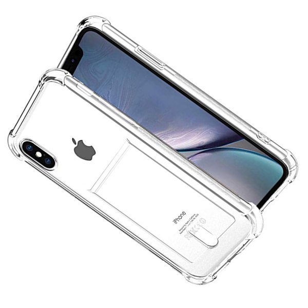 iPhone XS Max - Iskuja vaimentava silikonikuori korttilokerolla Transparent