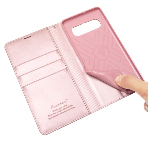 Stilig deksel med lommebok HANMAN - Samsung Galaxy S10e Rosaröd