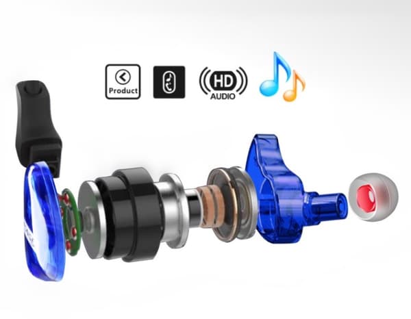 JXV In-ear Hörlurar med Mic In-lineControl (Earphone) Blå