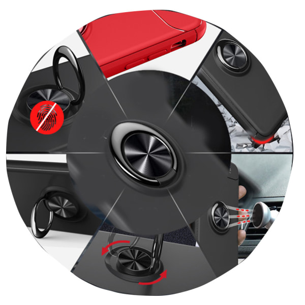 Autofokus cover med ringholder - Huawei P20 Pro Röd/Röd
