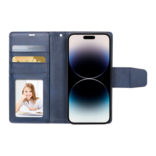 iPhone 14 Pro - Elegant 2-1 Hanman Plånboksfodral Blå