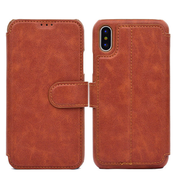 iPhone X/XS (Class-Y) Plånboksfodral Brun