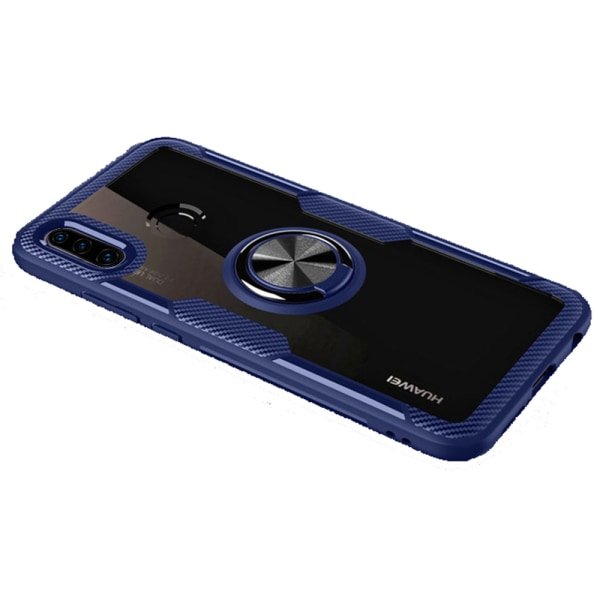 Huawei P30 Lite - Smart Leman-deksel med ringholder Blå