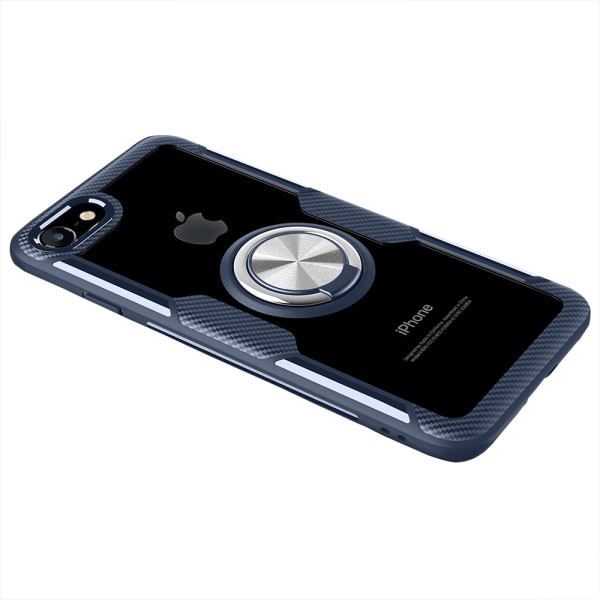 iPhone 6Plus/6SPlus - Effektfullt Skal med Ringhållare Marinblå/Silver