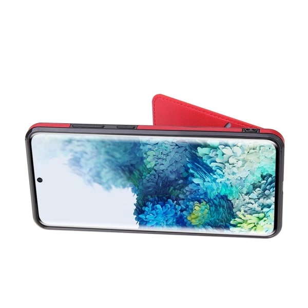 Effektfullt Skal med Kortfack - Samsung Galaxy S20 Röd