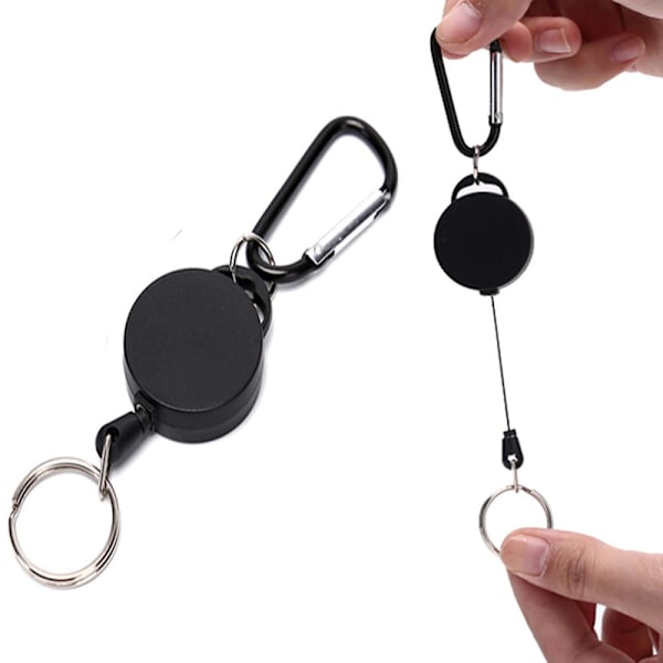 Mini Utdragbar Anti-Lost Nyckelring Svart