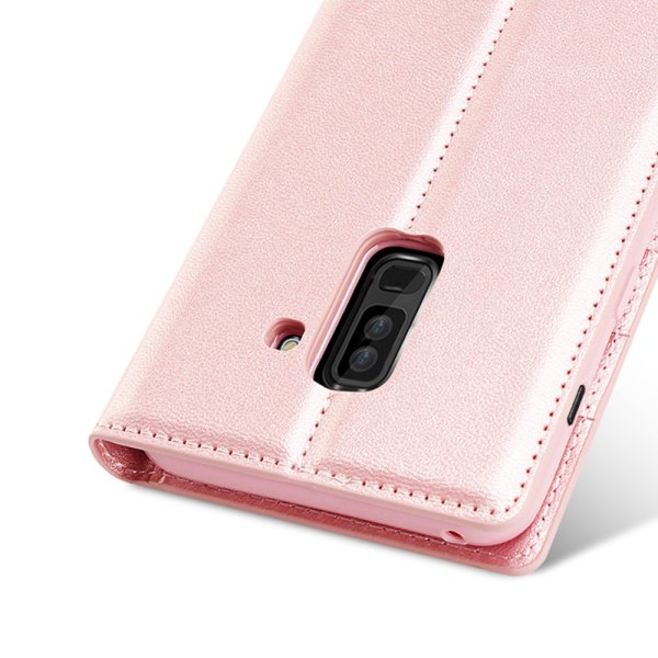 Veske i slitesterkt PU-skinn (T-Casual) - Samsung Galaxy A6 Plus Rosaröd