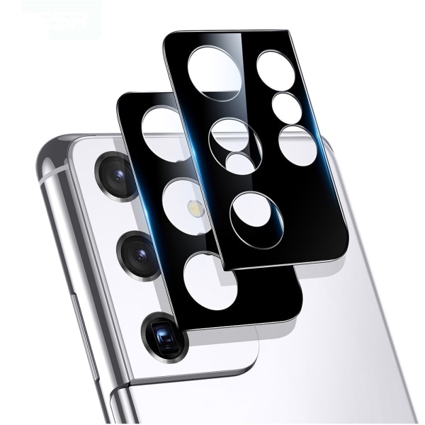 2-PACK S21 Ultra Högkvalitativt 2.5D HD-Clear Kameralinsskydd Svart