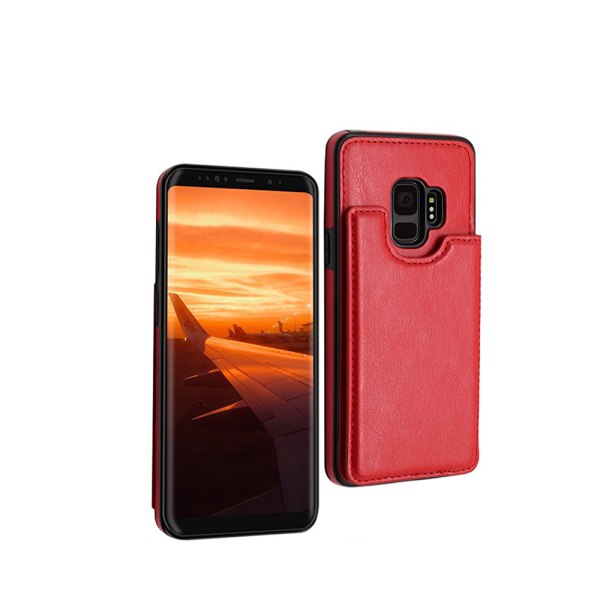 Smart lærveske med lommebok/kortrom - Samsung Galaxy S9 Röd