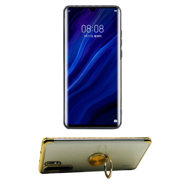 Iskuja vaimentava silikonisuojus rengaspidikkeellä - Huawei P30 Pro Svart